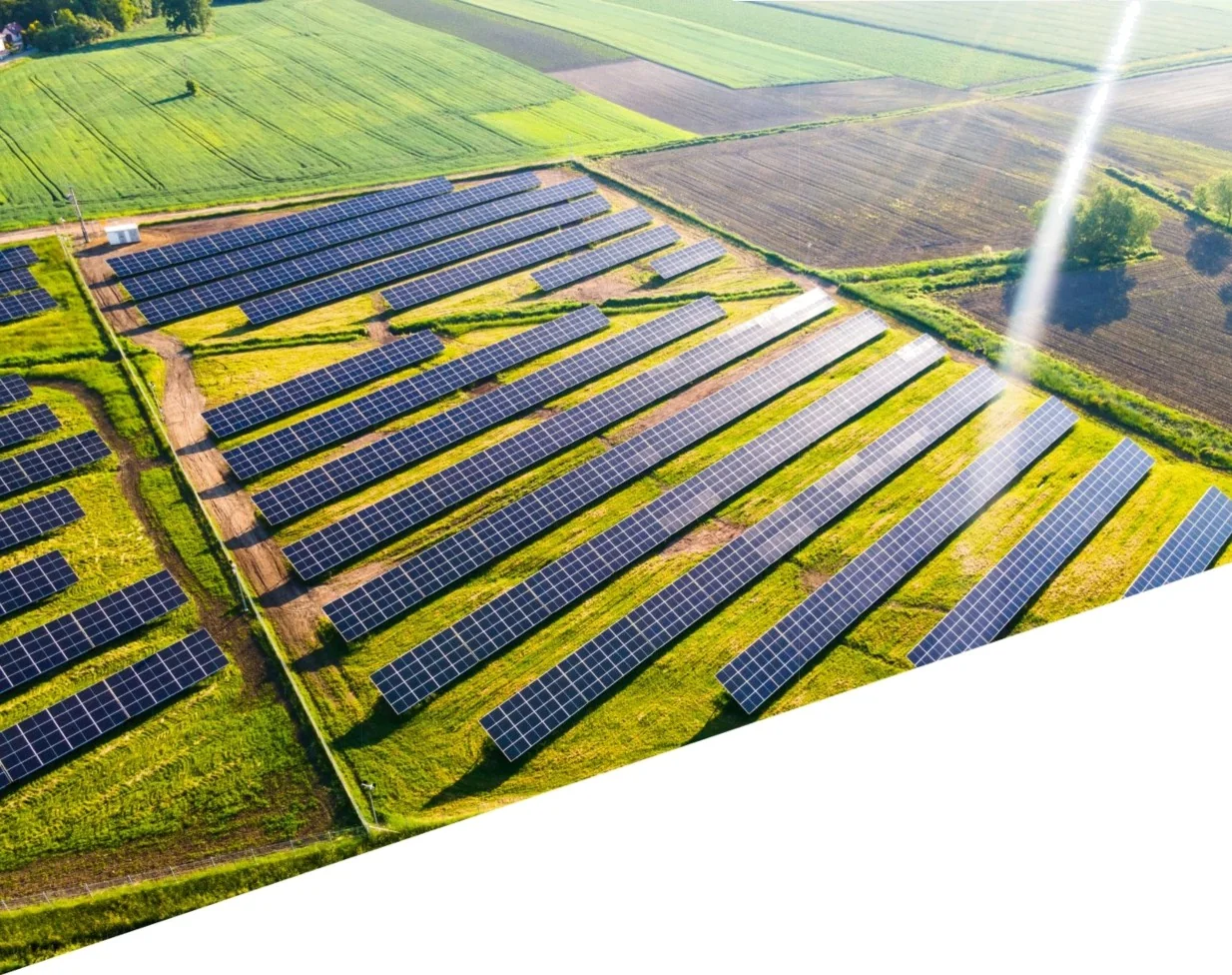 Large solar power installation across green fields